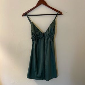 Green satin brandy dress